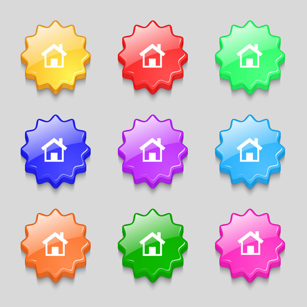 Home sign icon. Main page button. Navigation symbol.Set colourful buttons Vector - Вектор, зображення