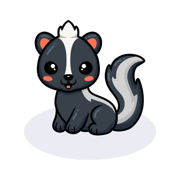 Illustrazione vettoriale di Carino piccolo cartone animato skunk seduta - Vettoriali, immagini