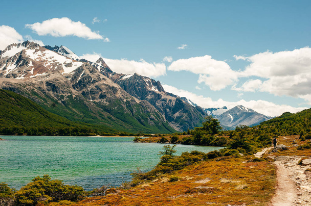 Mountain landscape with Mt Fitz Roy and Laguna de Los Tres in Los Glaciares National Park, Patagonia, Argentina, South America. - Φωτογραφία, εικόνα