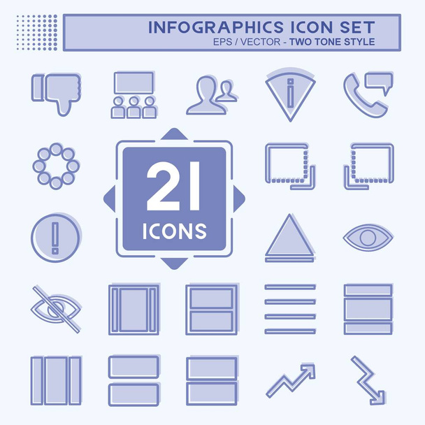 Icono Set Infografías - Estilo de dos tonos - Ilustración simple, Carrera editable, Diseño vector de plantilla, Bueno para impresiones, carteles, anuncios, anuncios, gráficos de información, etc.. - Vector, Imagen