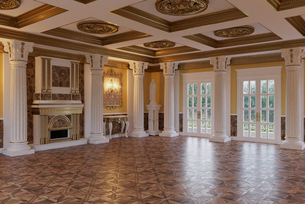 3d render of the interior of the hall in a classic style - Photo, Image