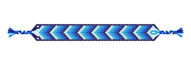 Wektorowe kolorowe ręcznie robione hipisowskie bransoletki przyjaźni niebieskich nitek. Normalny wzór makramy. - Wektor, obraz