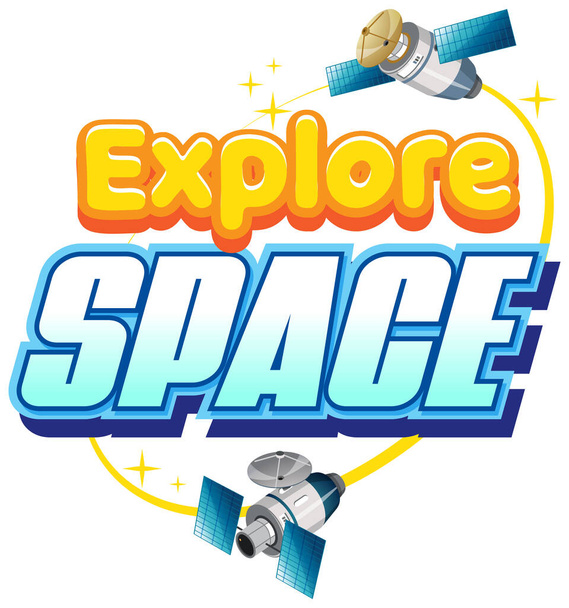 Verkennen Space woord logo ontwerp illustratie - Vector, afbeelding