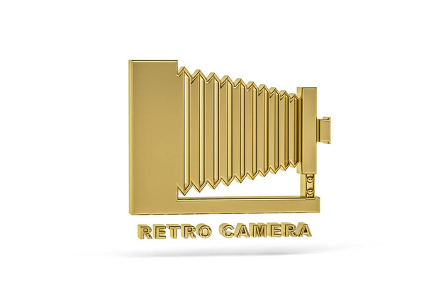 Golden 3d valokuva kamera kuvake eristetty valkoisella taustalla - 3D tehdä - Valokuva, kuva