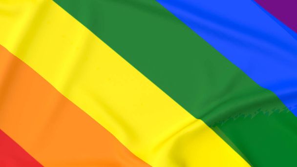 многоцветный флаг для lgbtq или трансгендерной концепции 3D рендеринга - Фото, изображение