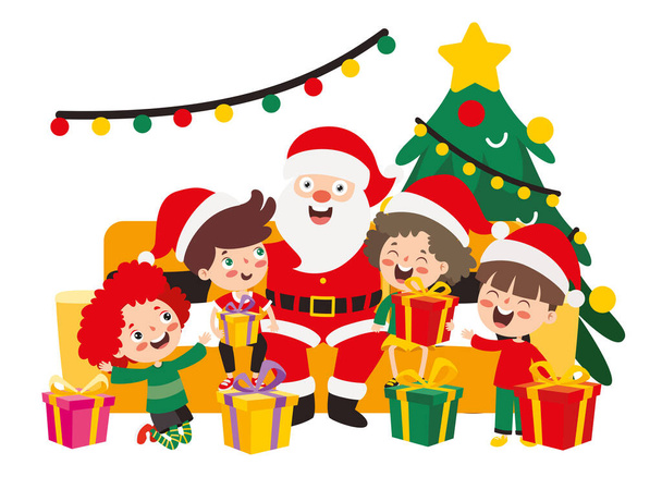 Kinder feiern Neujahr und Weihnachten - Vektor, Bild