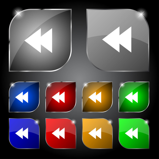 multimedia sign icon. Player navigation symbol. Set colour buttons. Vector - ベクター画像
