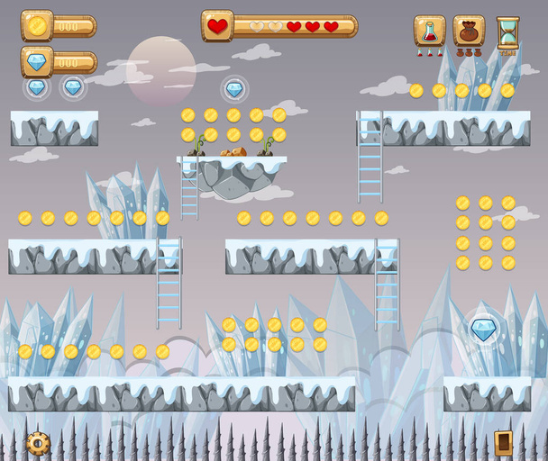 Ένα πρότυπο παιχνίδι Σπήλαιο πάγου εικόνα σκηνή - Διάνυσμα, εικόνα