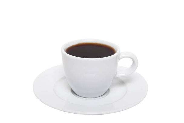 白いテーブルの上に熱いコーヒーのカップ。トルココーヒー. - 写真・画像