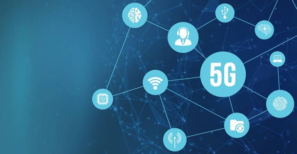 Internet, business, Technology and network concept. The concept of 5G network, high-speed mobile Internet, new generation networks. 3d illustration. - Photo, Image