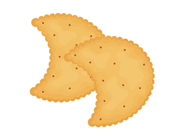 Moon-shaped crackers. Two crackers. Illustration of food, snacks. Healthy snack. - Vector, Image