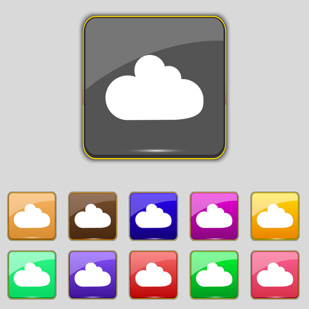 εικονίδιο "υπογραφή" σύννεφο. σύμβολο αποθήκευσης δεδομένων. Σετ πολύχρωμα κουμπιά. διάνυσμα - Διάνυσμα, εικόνα