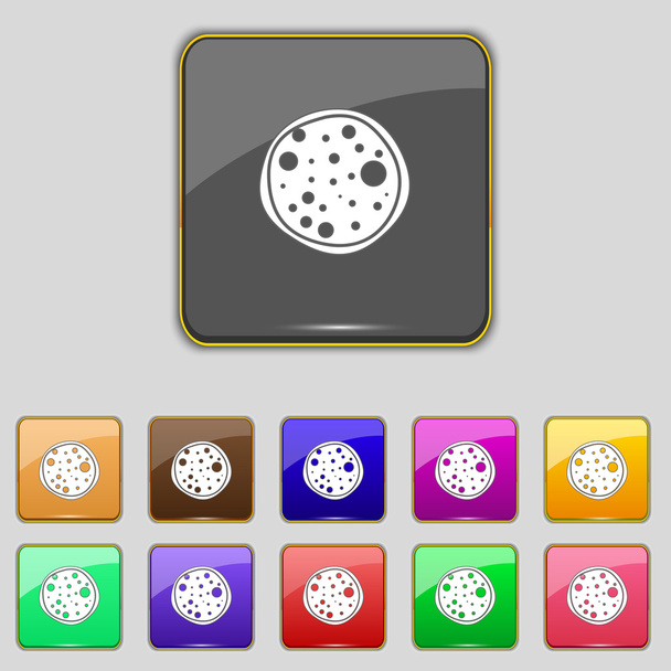 Pizza ikona. sada barevných tlačítek znamení. vektor - Vektor, obrázek