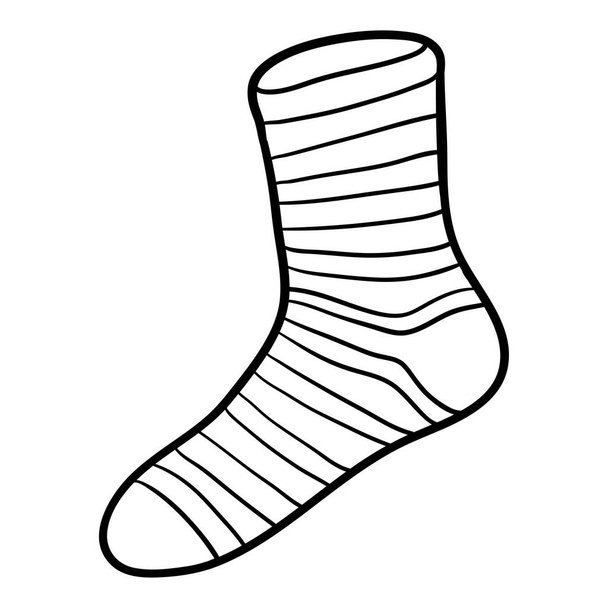Розмальовка для дітей, смугастий шкарпетка
 - Вектор, зображення