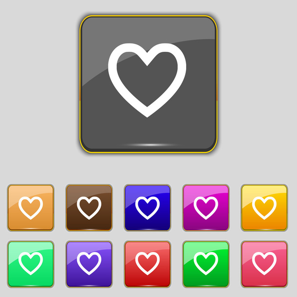 Medical heart sign icon. Cross symbol. Set colourful buttons. Vector - Vektör, Görsel