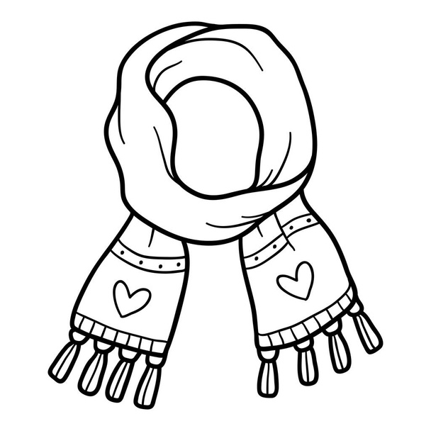 Coloring book for children, Scarf with heart sign - Vector, Image