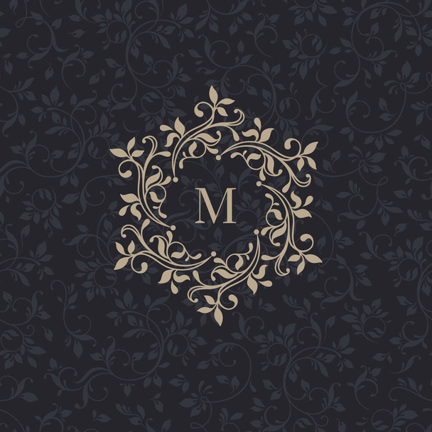 Floral frame monogram. Classic ornament. Classic design elements for wedding invitations.   - Vector, Image