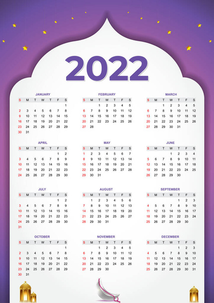 Nuevo año 2022 Calendario Islámico en estilo moderno - Vector, imagen