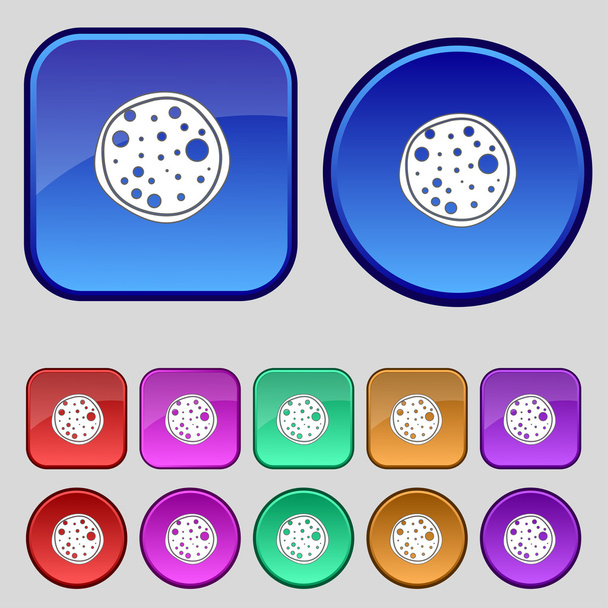 Pizza simgesi. set renkli işaret düğme. vektör - Vektör, Görsel