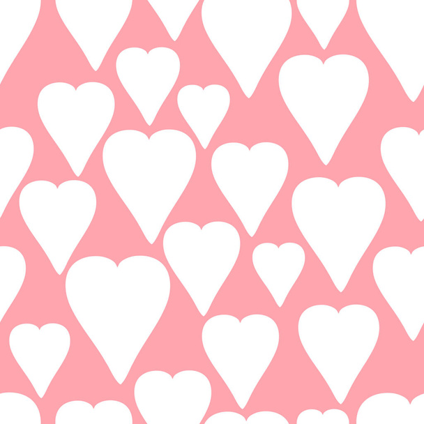  RGB simple seamless pattern with white hearts on pink background for paper, textile and other design - ベクター画像