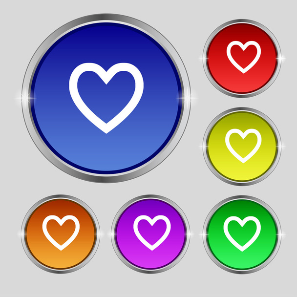 Medical heart sign icon. Cross symbol. Set colourful buttons. Vector - Διάνυσμα, εικόνα