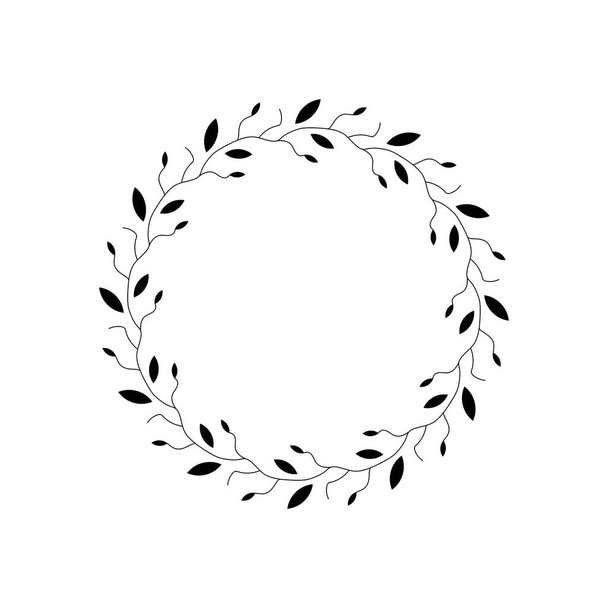 abstract round pattern flower frame on black and white background. vector illustration. - Vetor, Imagem