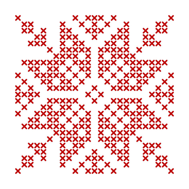 Tricot scandinave. Ornement géométrique redwork pour broderie étoile flocon de neige. Parfait pour la conception de point de croix de Noël. Illustration vectorielle - Vecteur, image