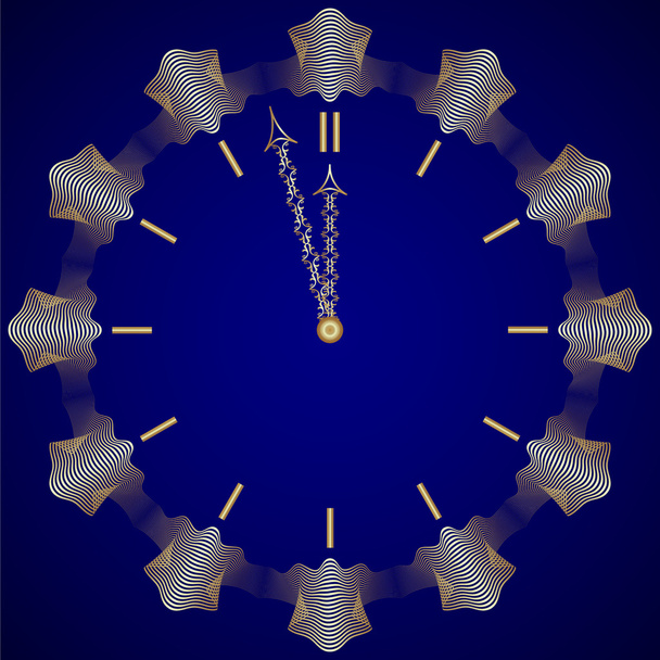Vector abstracto Año Nuevo reloj de oro sobre fondo azul oscuro
 - Vector, imagen
