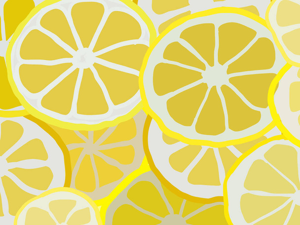 Background of yellow lemon slices. - Vector, Image