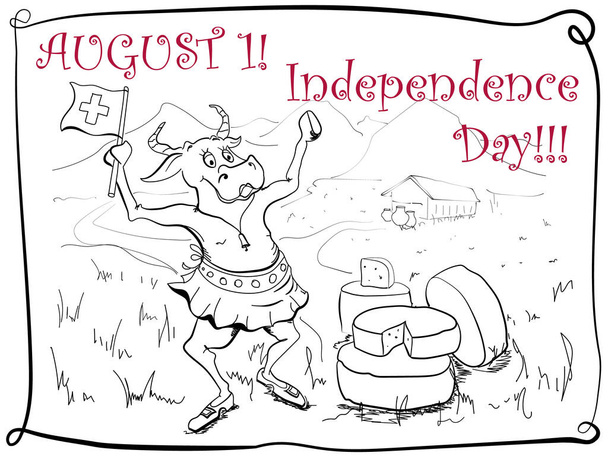 Открытки с Днем Независимости на 1 августа - Вектор,изображение