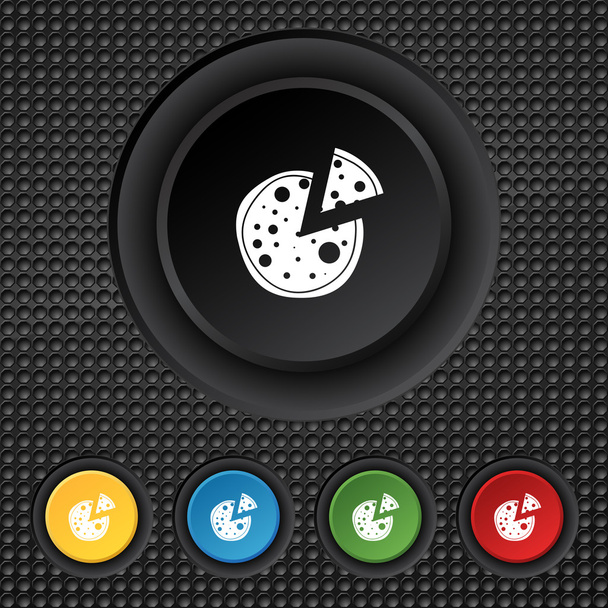 Pizza simgesi. set renkli işaret düğme. vektör - Vektör, Görsel