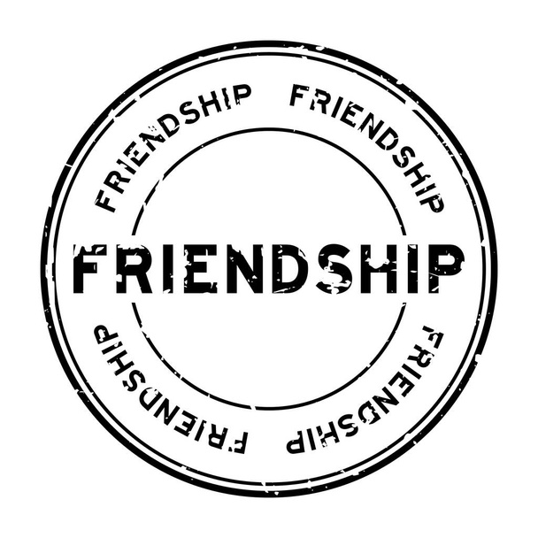 Grunge mot d'amitié noir rond tampon de joint en caoutchouc sur fond blanc - Vecteur, image