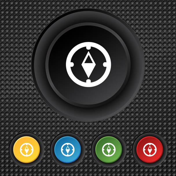 Compass sign icon. Windrose navigation symbol. Set colourful buttons. Vecto - Vector, Image