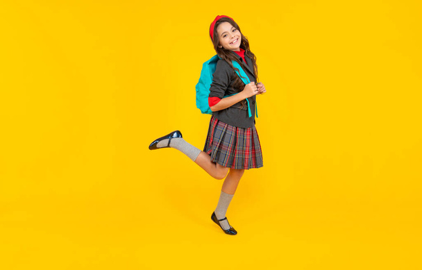 happy teen girl carry backpack. back to school. knowledge day. concept of education. - Foto, afbeelding