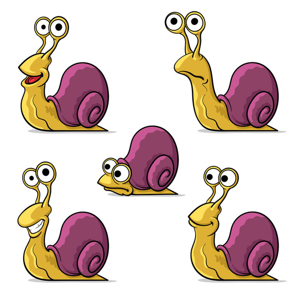 Set of funny snails isolated on white background. Vector illustration. - Вектор,изображение