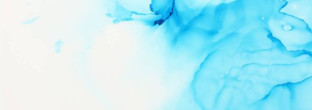 fotografia de arte de pintura fluida abstrata com tinta de álcool, cor azul - Foto, Imagem