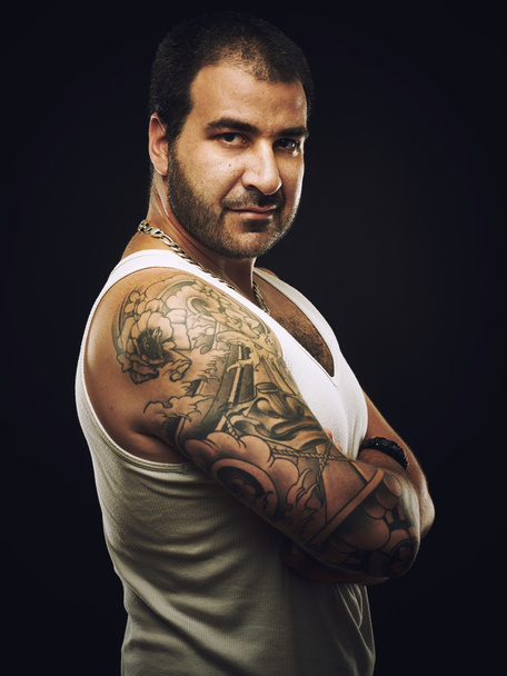 Portrait of a tattooed male - Photo, Image