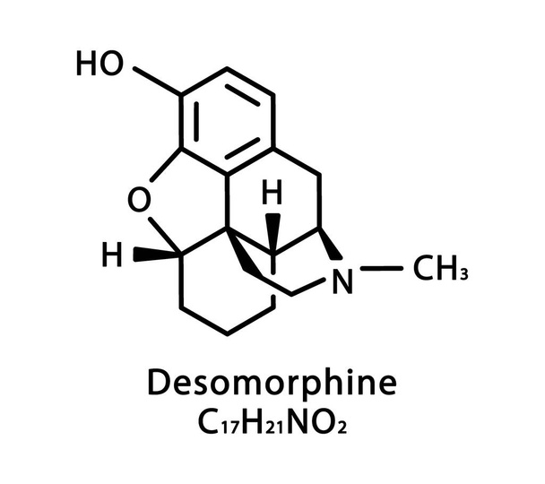 Desomorphine molecular structure. Desomorphine skeletal chemical formula. Chemical molecular formula vector illustration - Wektor, obraz