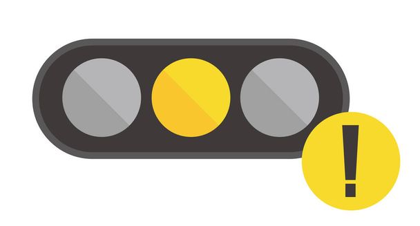 Icono plano de semáforo de señal amarilla y marca de precaución. vector. - Vector, imagen