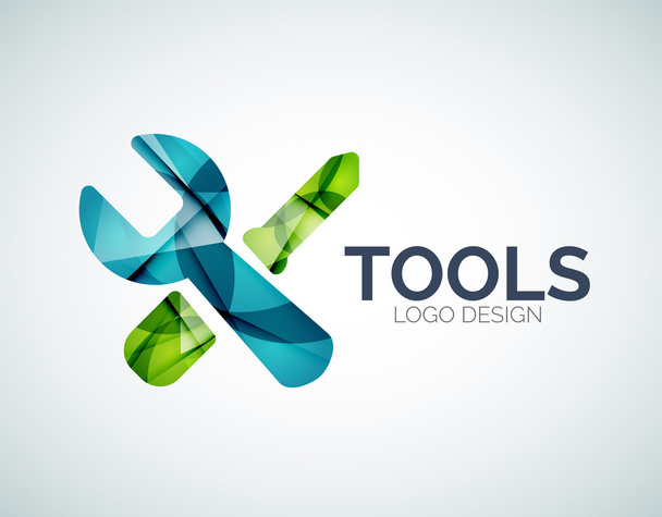 Ferramentas ícone logotipo design feito de peças de cor
 - Vetor, Imagem