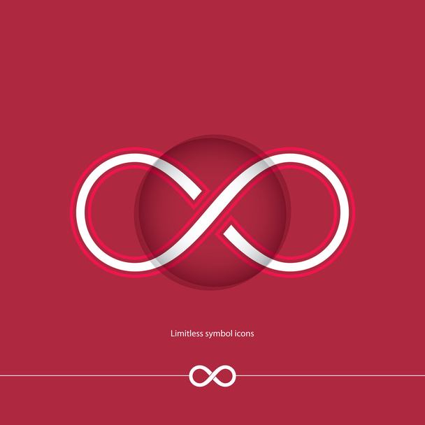 Abstract white limitless icon on red background. - Vector, Image