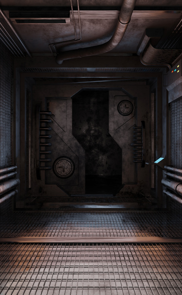 Puerta puerta sci-fi escena interior 3D renderizado fondo de pantalla - Foto, imagen