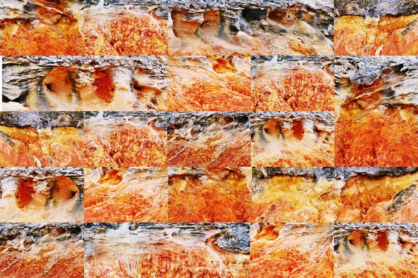 Primo piano di arenaria arancio formazioni collage - Foto, immagini