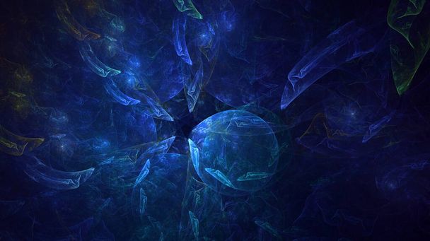 3D візуалізація абстрактного синього фрактального світлого фону
 - Фото, зображення