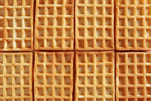 Taze waffle arkaplanı yakın plan, üst görünüm - Fotoğraf, Görsel