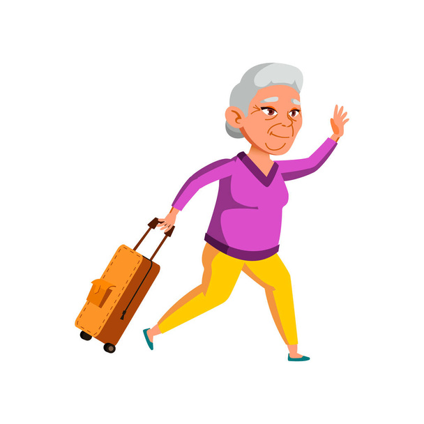 Running old woman late vector - Vector, Image