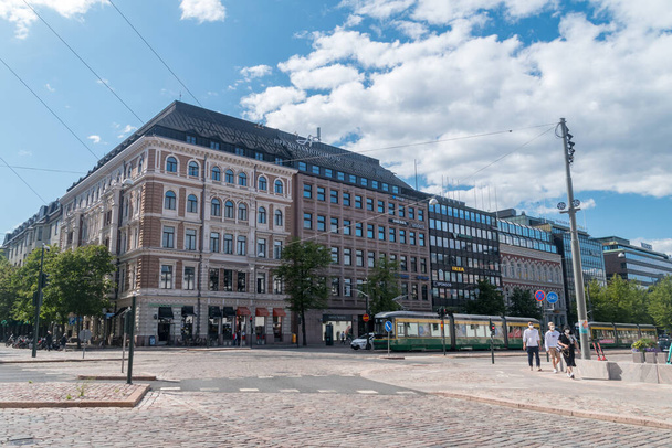 Helsinki, Finland - August 5, 2021: Buildings in city center of Helsinki. - Foto, imagen