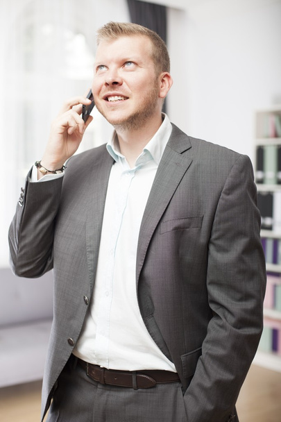 Elegante hombre de negocios charlando en su teléfono móvil
 - Foto, imagen