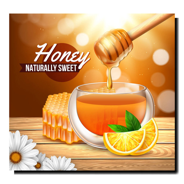 Honey bee food product poster vector - Vector, Image
