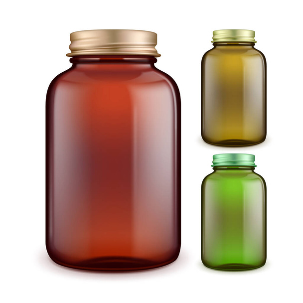 Витаминно-комплексные пустые бутылки - Вектор,изображение
